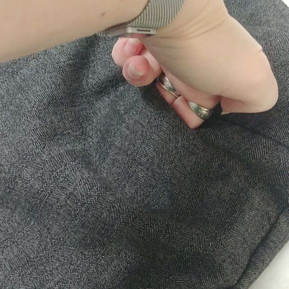 Perfect Target Mossimo Stretch Dress Pants 12 Grey with faint striping, wide leg - Picture 7 of 9